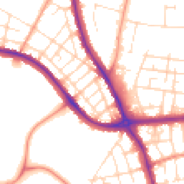 Daytime road noise heatmap for DE24 8DJ