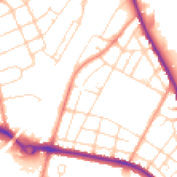 Daytime road noise heatmap for DE24 8DY