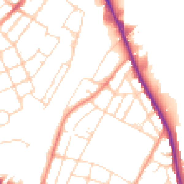 Daytime road noise heatmap for DE24 8ED
