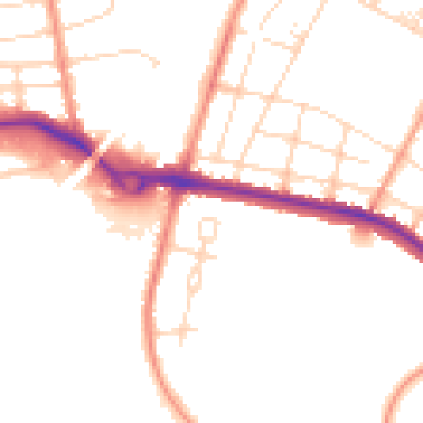 Daytime road noise heatmap for DE24 8ET