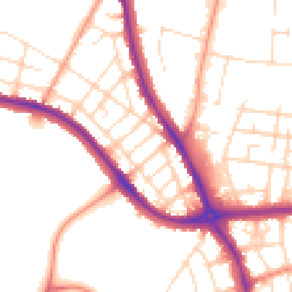 Daytime road noise heatmap for DE24 8FN