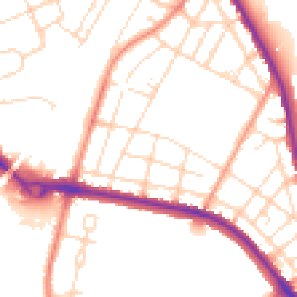 Daytime road noise heatmap for DE24 8FY