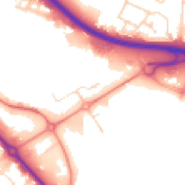 Daytime road noise heatmap for DE24 8HG