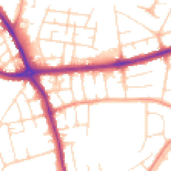 Daytime road noise heatmap for DE24 8JS