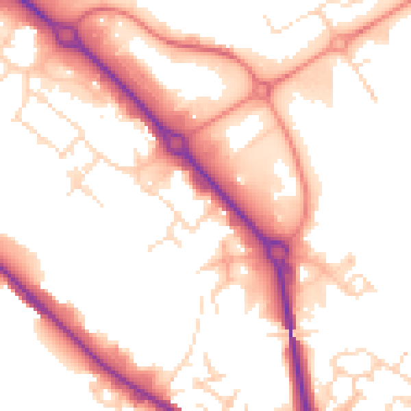 Daytime road noise heatmap for DE24 8JY