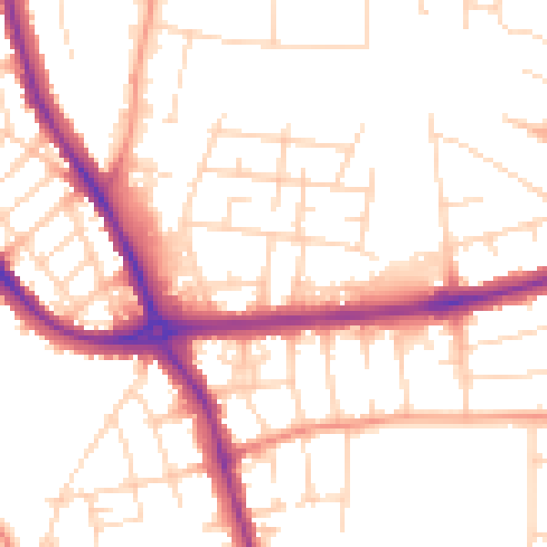 Daytime road noise heatmap for DE24 8LA