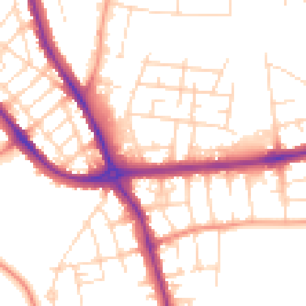 Daytime road noise heatmap for DE24 8LB