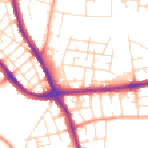 Daytime road noise heatmap for DE24 8LD