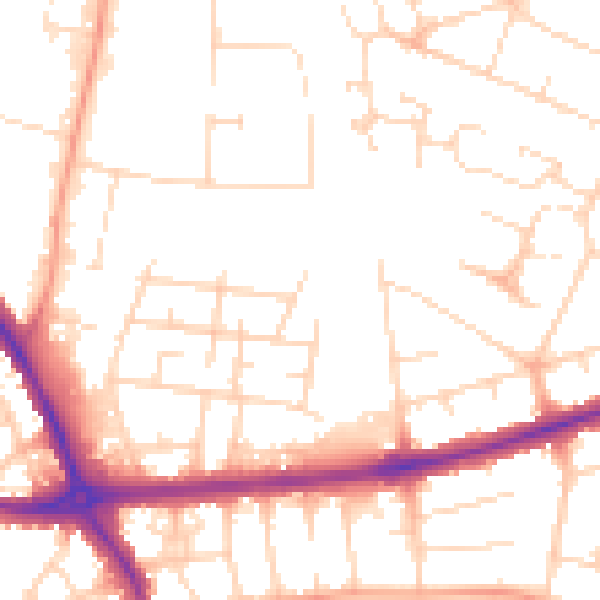 Daytime road noise heatmap for DE24 8LN