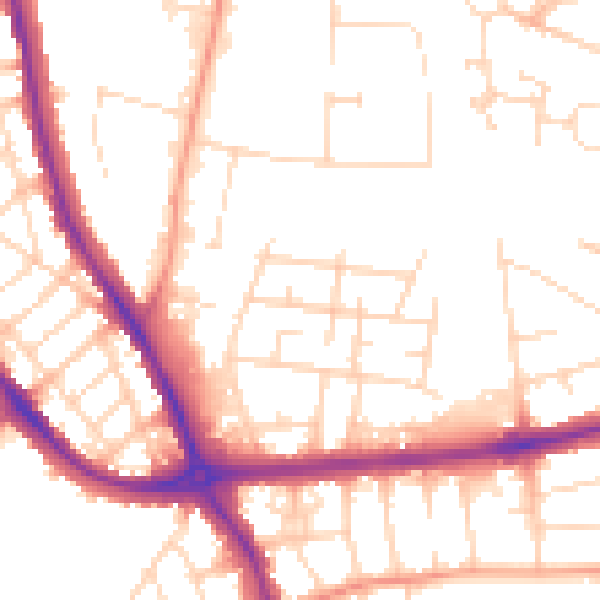 Daytime road noise heatmap for DE24 8LP