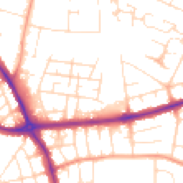 Daytime road noise heatmap for DE24 8LS