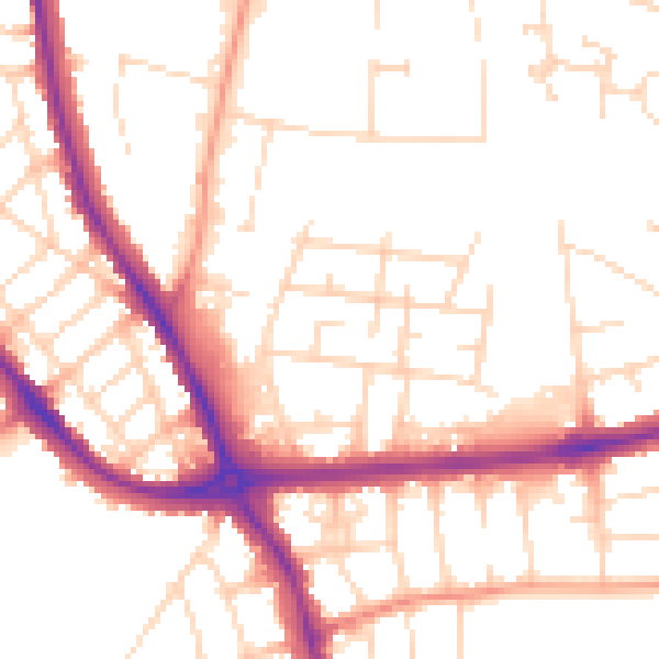 Daytime road noise heatmap for DE24 8LX