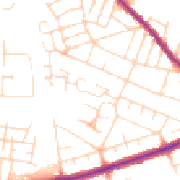 Daytime road noise heatmap for DE24 8NN