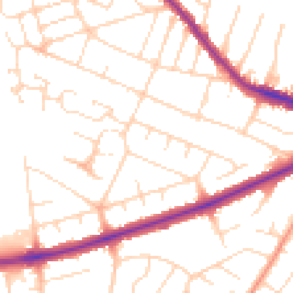 Daytime road noise heatmap for DE24 8PB