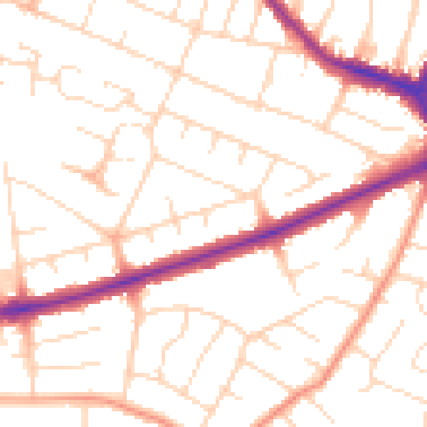 Daytime road noise heatmap for DE24 8PF