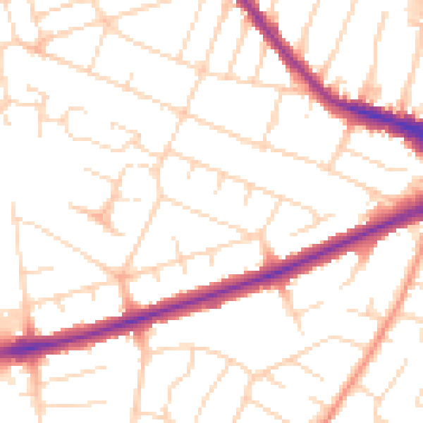Daytime road noise heatmap for DE24 8PS