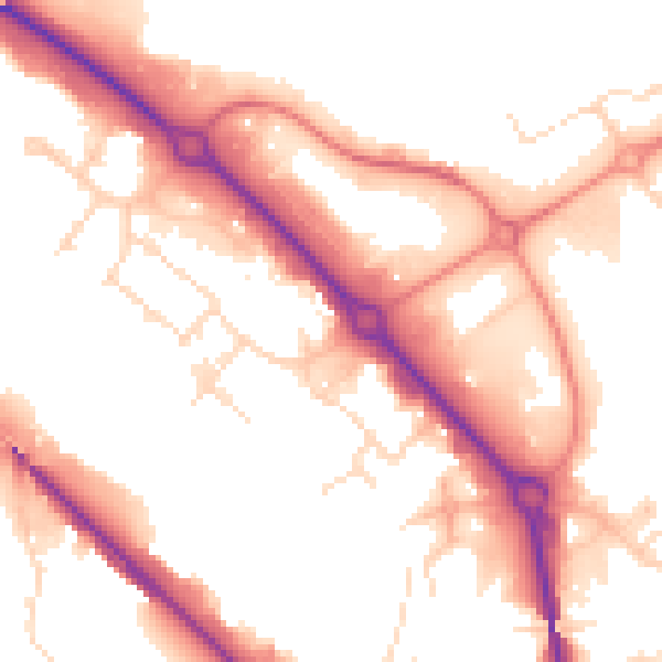 Daytime road noise heatmap for DE24 8QR