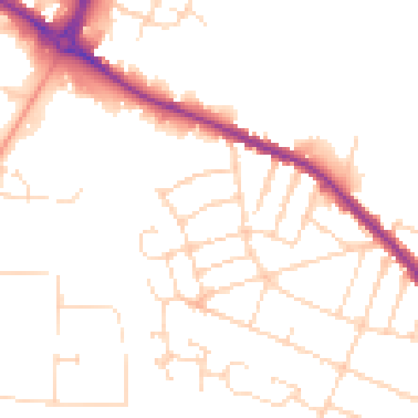 Daytime road noise heatmap for DE24 8TP