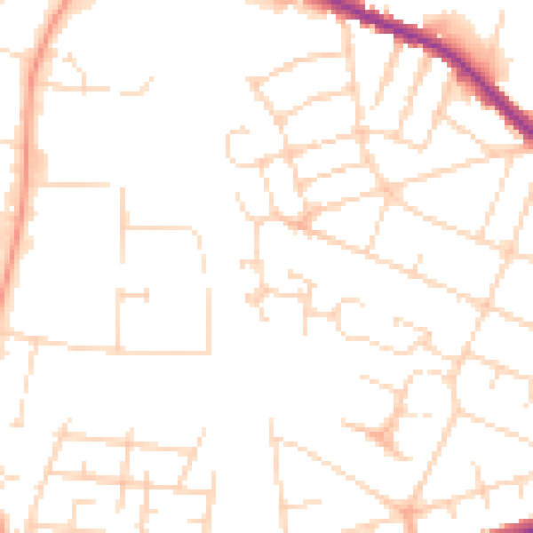 Daytime road noise heatmap for DE24 8UL