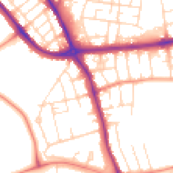 Daytime road noise heatmap for DE24 9AB