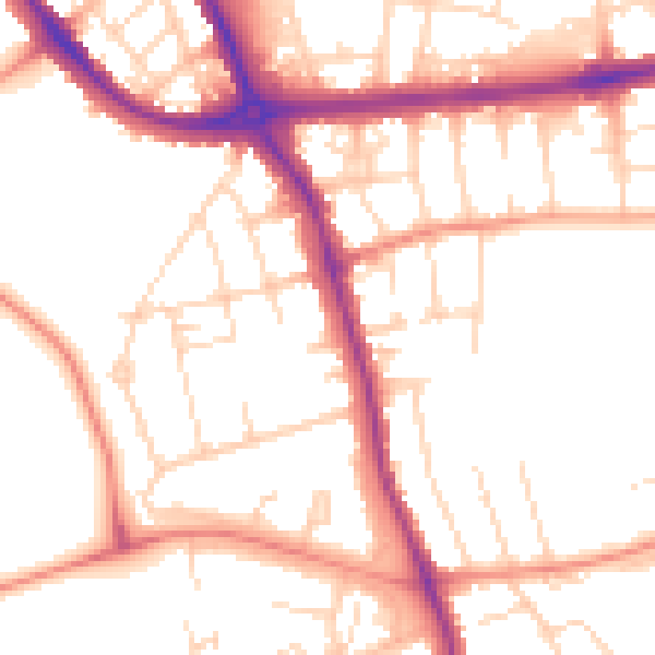 Daytime road noise heatmap for DE24 9AE