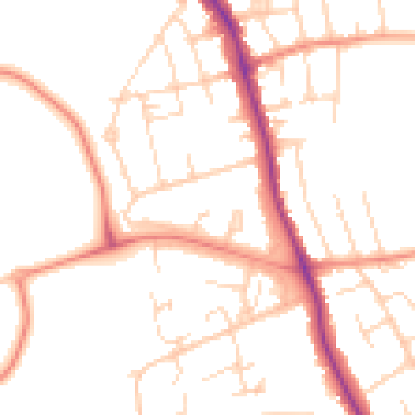 Daytime road noise heatmap for DE24 9AN