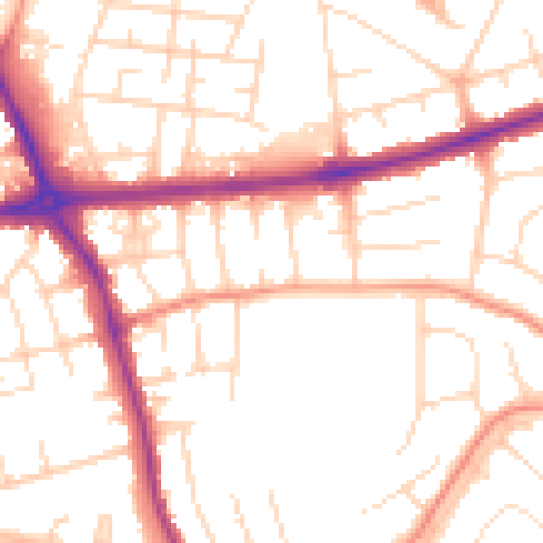 Daytime road noise heatmap for DE24 9BN