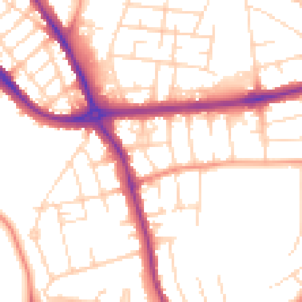 Daytime road noise heatmap for DE24 9BS