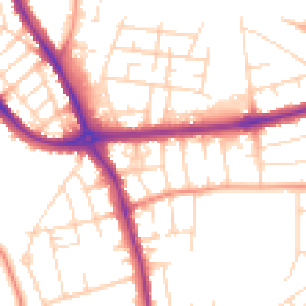 Daytime road noise heatmap for DE24 9BW