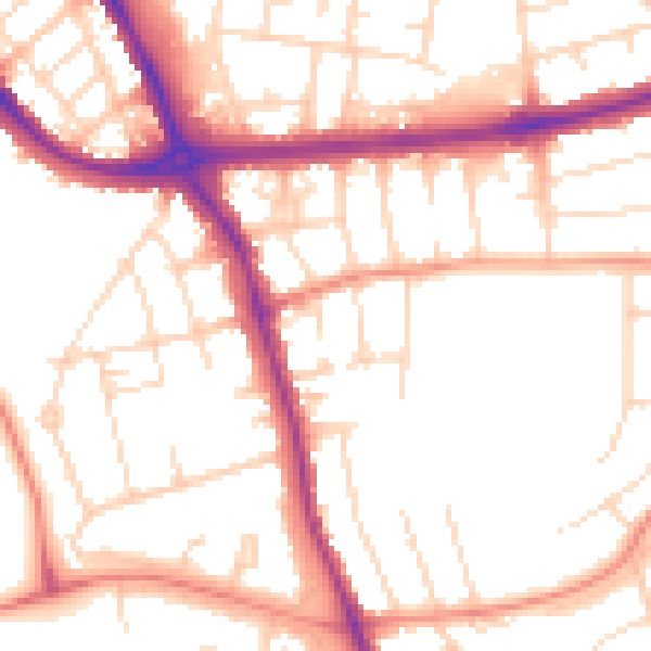Daytime road noise heatmap for DE24 9DA