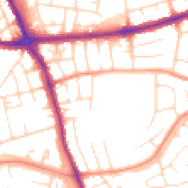 Daytime road noise heatmap for DE24 9DD