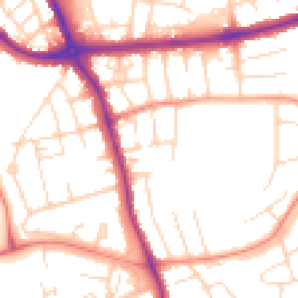 Daytime road noise heatmap for DE24 9DE