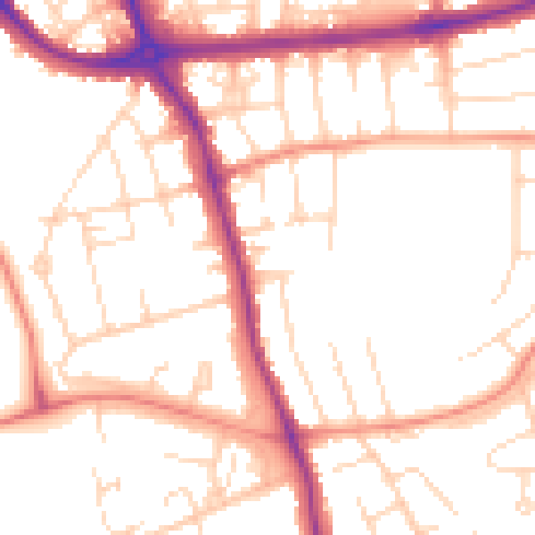 Daytime road noise heatmap for DE24 9DF