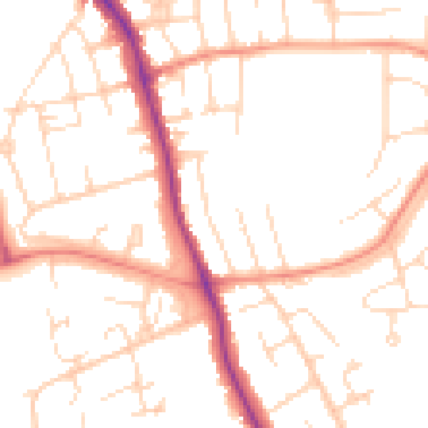 Daytime road noise heatmap for DE24 9DH