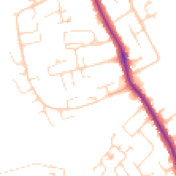 Daytime road noise heatmap for DE24 9DN