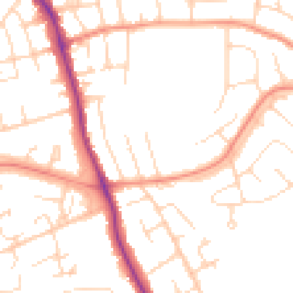 Daytime road noise heatmap for DE24 9DS