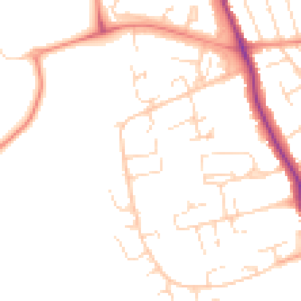 Daytime road noise heatmap for DE24 9DT