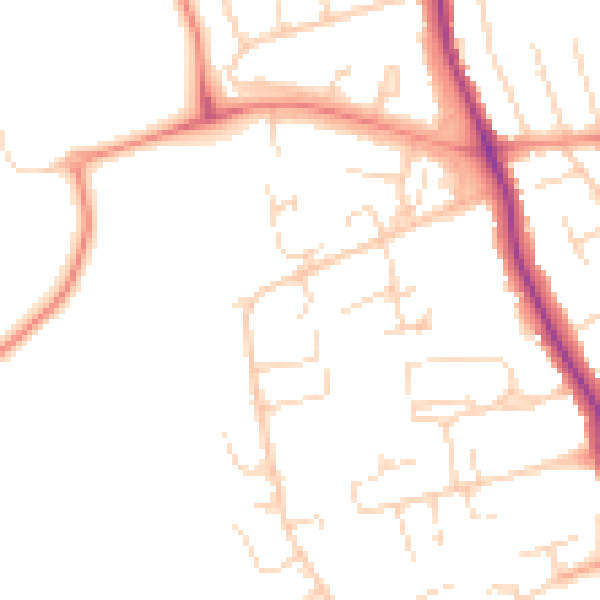 Daytime road noise heatmap for DE24 9DU