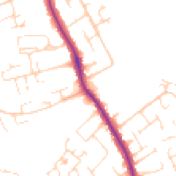 Daytime road noise heatmap for DE24 9EG