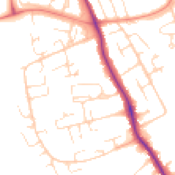 Daytime road noise heatmap for DE24 9EN