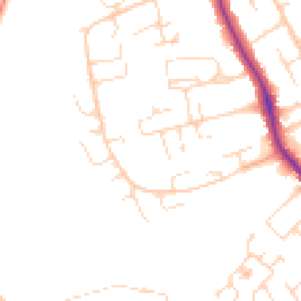 Daytime road noise heatmap for DE24 9ET