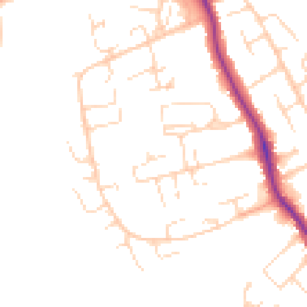 Daytime road noise heatmap for DE24 9EU
