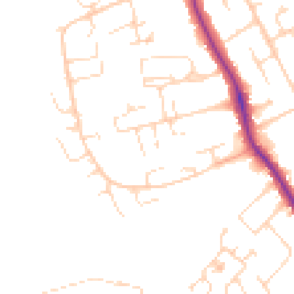 Daytime road noise heatmap for DE24 9EW