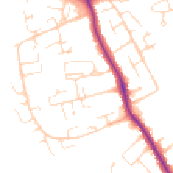 Daytime road noise heatmap for DE24 9EX