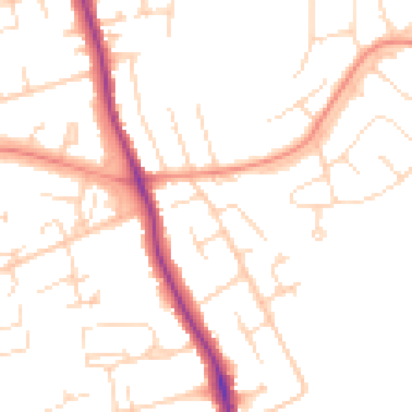 Daytime road noise heatmap for DE24 9FG