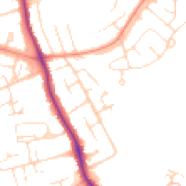 Daytime road noise heatmap for DE24 9FH