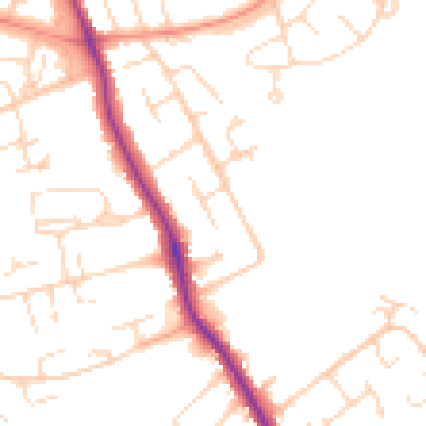 Daytime road noise heatmap for DE24 9FJ
