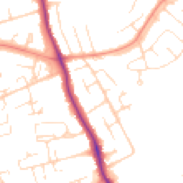 Daytime road noise heatmap for DE24 9FP