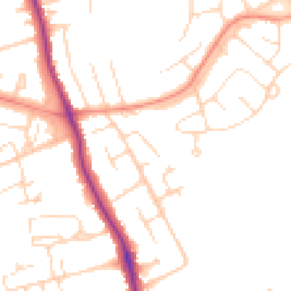 Daytime road noise heatmap for DE24 9FR