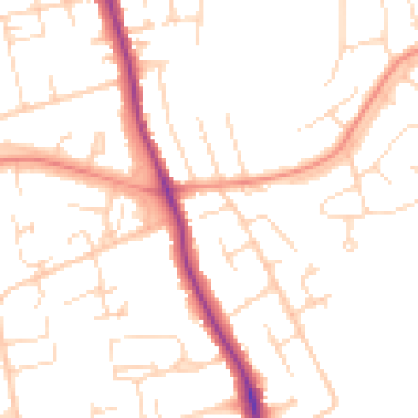Daytime road noise heatmap for DE24 9FS